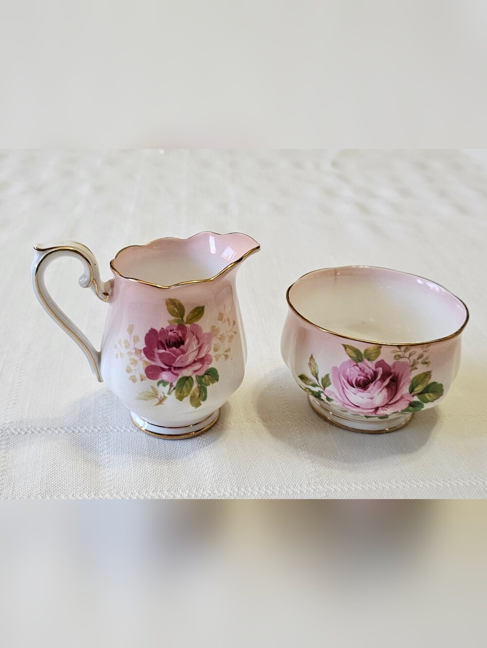 Royal Albert Bone China Creamer and Sugar Bowl - American Beauty